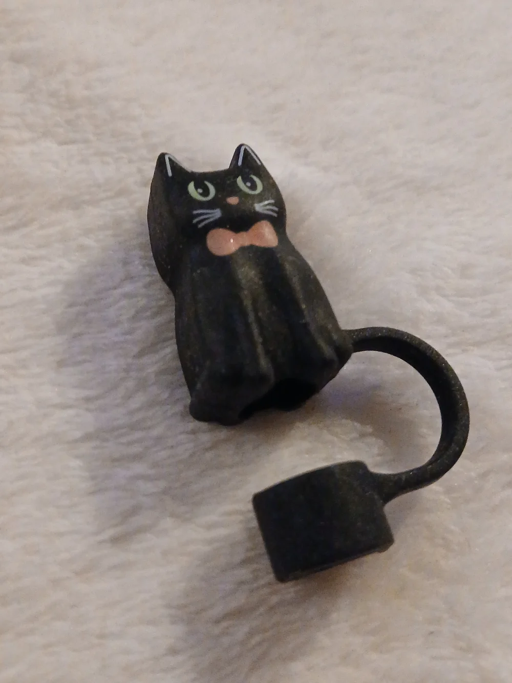 STRAW TOPPERS Black Cat & Blue Dolphin [BPA FREE!] YOU CHOOSE!